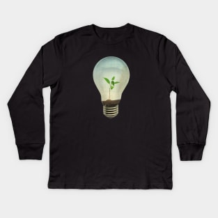 Global Warming plant in a light bulb Kids Long Sleeve T-Shirt